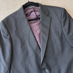 Jack Victor Black 100% Wool Sport Coat Men's Sz 44 Woven In Italy